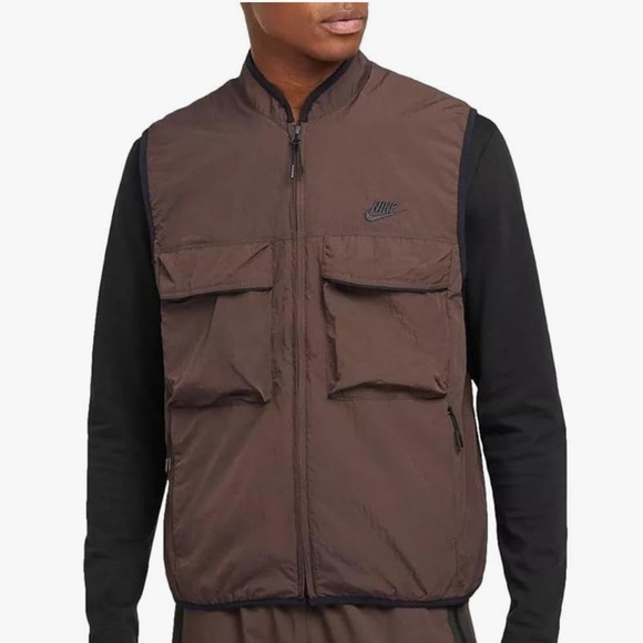 NIKE Men’s Tech Woven Full Zip Vest Brown Size L NEW